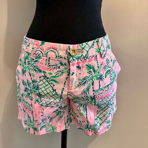 Lilly Pulitzer Pink and Green Tropical Print Shorts